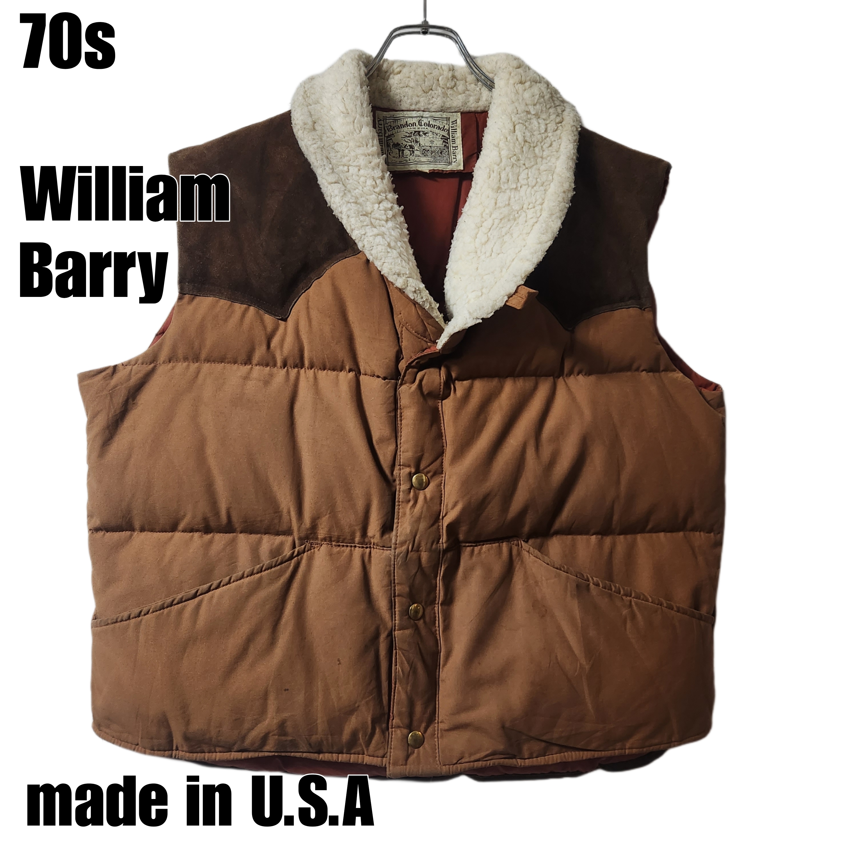 70s William Barry ダウンベスト ブラウン USA製 XL | Vintage.City