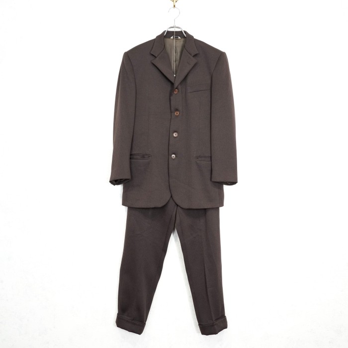 EU VINTAGE TREND STUDIO ABSOLUTE AST BROWN COLOR DESIGN SET UP SUIT MADE IN ITALY/ヨーロッパ古着ブラウンカラーデザインセットアップスーツ | Vintage.City 古着屋、古着コーデ情報を発信