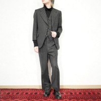*SPECIAL ITEM* EU VINTAGE STRIPE PATTERNED WOOL 3 PIECE SET UP SUIT/ヨーロッパ古着ストライプ柄ウールスリーピースセットアップスーツ | Vintage.City 빈티지숍, 빈티지 코디 정보
