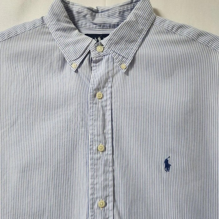 90s ラルフローレン　BDシャツ　長袖 ストライプ　青　白　サイズXL相当 | Vintage.City 古着屋、古着コーデ情報を発信