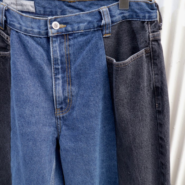 【"CUSTOM" 再構築 blue × black bicolor wide denim pants】 | Vintage.City 古着屋、古着コーデ情報を発信