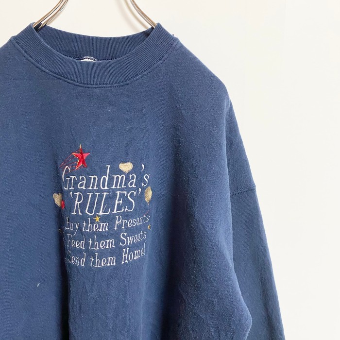 古着　刺繍スウェット　ネイビー | Vintage.City 古着屋、古着コーデ情報を発信