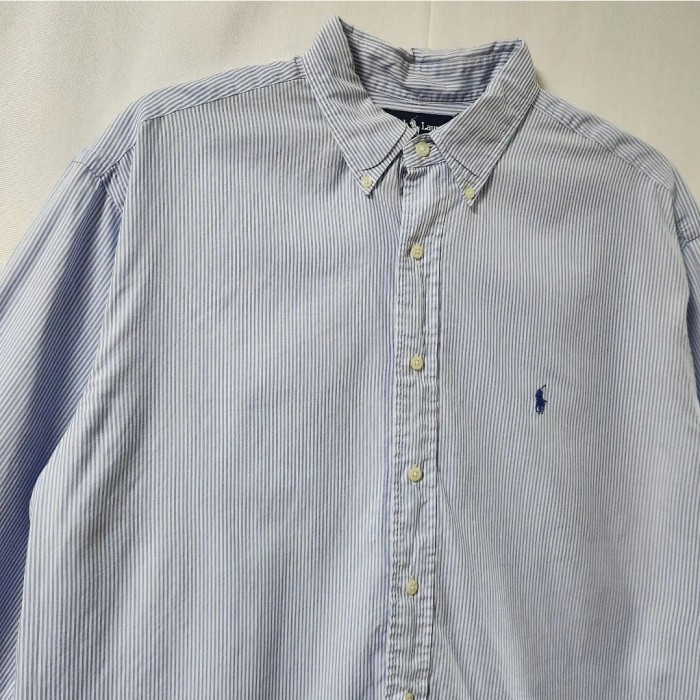 90s ラルフローレン　BDシャツ　長袖 ストライプ　青　白　サイズXL相当 | Vintage.City 빈티지숍, 빈티지 코디 정보
