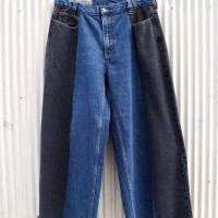 【"CUSTOM" 再構築 blue × black bicolor wide denim pants】 | Vintage.City 빈티지숍, 빈티지 코디 정보