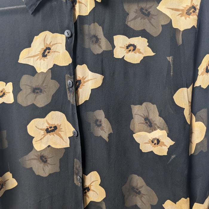 Flower print sheer blouse | Vintage.City 古着屋、古着コーデ情報を発信