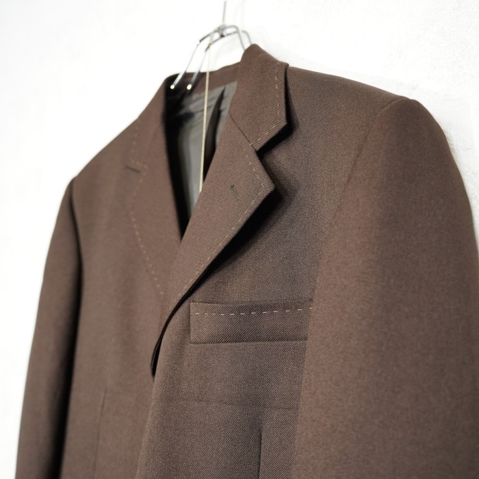 EU VINTAGE BROWN COLOR 3B DESIGN SET UP SUIT MADE IN ITALY/ヨーロッパ古着ブラウンカラー3ボタンデザインセットアップスーツ | Vintage.City 古着屋、古着コーデ情報を発信