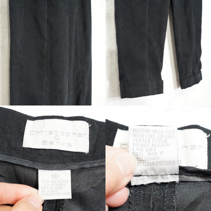 USA VINTAGE Christpher&Banks BLACK COLOR TUCK SLACKS PANTS/アメリカ古着ブラックカラータックスラックスパンツ | Vintage.City 古着屋、古着コーデ情報を発信
