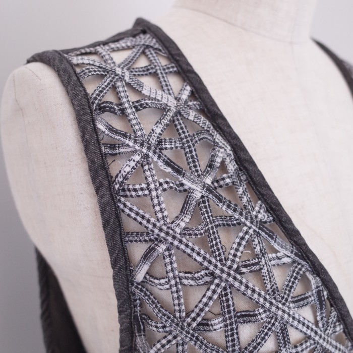 India cord embroidery denim vest | Vintage.City 빈티지숍, 빈티지 코디 정보