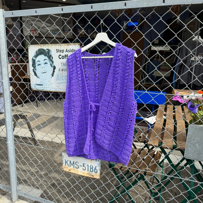 Purple handmade knit vest | Vintage.City 古着屋、古着コーデ情報を発信