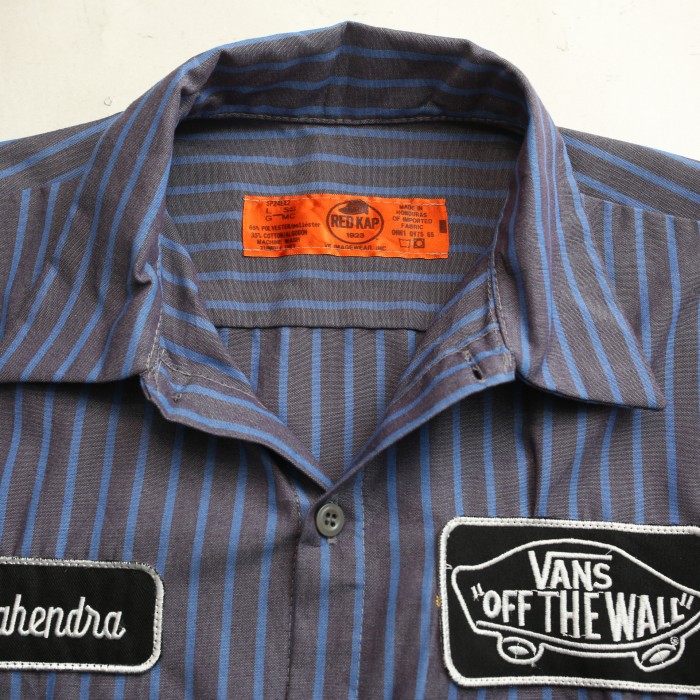 レッドキャップ ワッペン ストライプ ワーク 半袖シャツ Red Kap Patch Customized Stripe Work S/S Shirt# | Vintage.City 古着屋、古着コーデ情報を発信