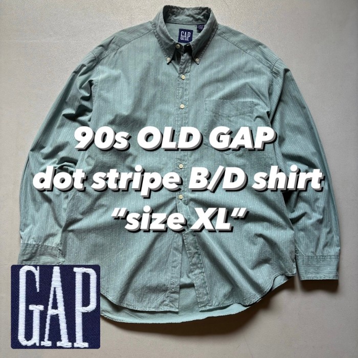 90s OLD GAP dot stripe shirt “size XL” 90年代 オールドギャップ ドット柄 ストライプシャツ ミントグリーン | Vintage.City 古着屋、古着コーデ情報を発信