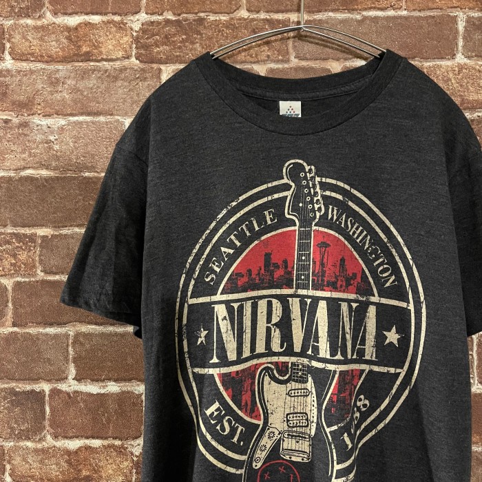 NIRVANA ニルヴァーナ ギタースタンプ プリント バンドTシャツ | Vintage.City 빈티지숍, 빈티지 코디 정보