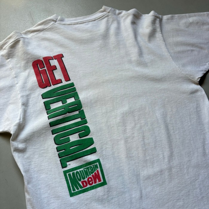 90s Mountain Dew T-shirt “get vertical” “size XL” 90年代 マウンテンデュー 販促Tシャツ プロモ 白ボディ | Vintage.City 빈티지숍, 빈티지 코디 정보