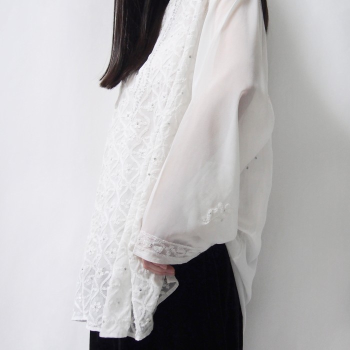 kirakira white blouse | Vintage.City 古着屋、古着コーデ情報を発信