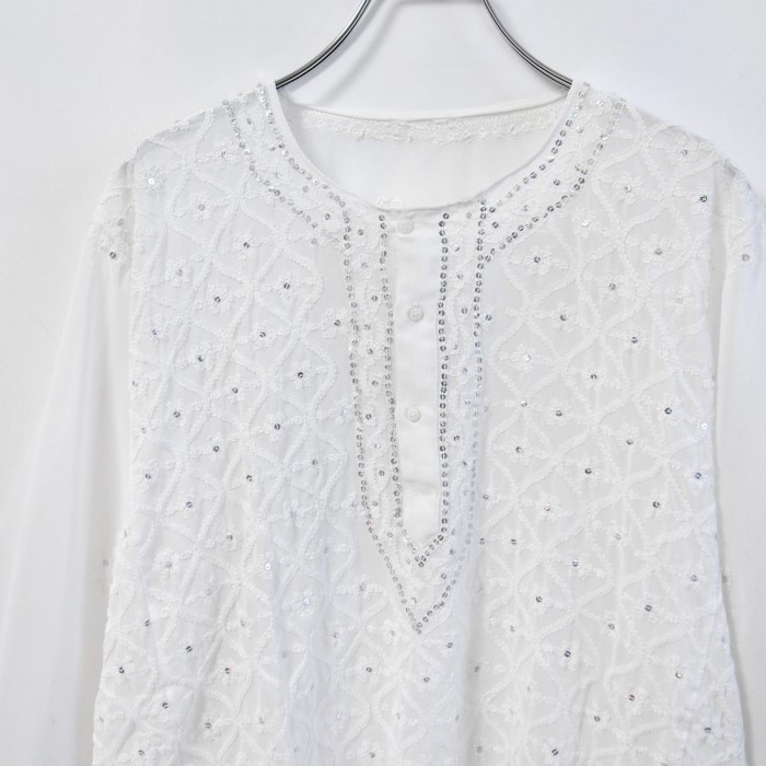kirakira white blouse | Vintage.City 빈티지숍, 빈티지 코디 정보