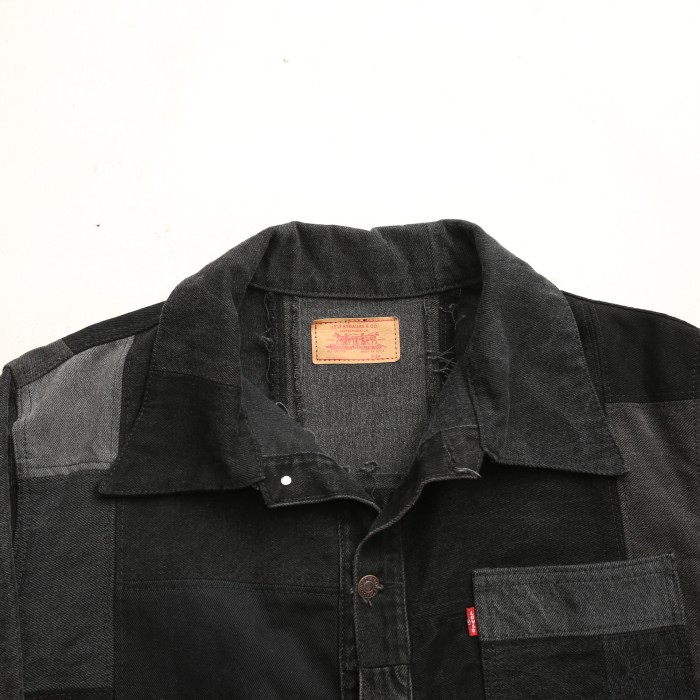リーバイス パッチワーク リメイク デニムジャケット Levi's Patchwork Remake Black Denim Jacket | Vintage.City 古着屋、古着コーデ情報を発信