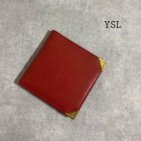 YSL イヴサンローラン 折り財布 二つ折り レッド レザー ロゴ 型押し | Vintage.City 古着屋、古着コーデ情報を発信