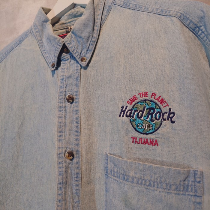 Hard Rock CAFE　(ハードロックカフェ)　デニムシャツ　ライトブルー　Lサイズ　コットン　メキシコ　2772 | Vintage.City 古着屋、古着コーデ情報を発信