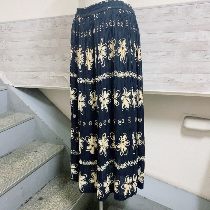 ヴィンテージ　ロングスカート　黒　花柄　プリーツスカート　vintage skirt | Vintage.City 빈티지숍, 빈티지 코디 정보