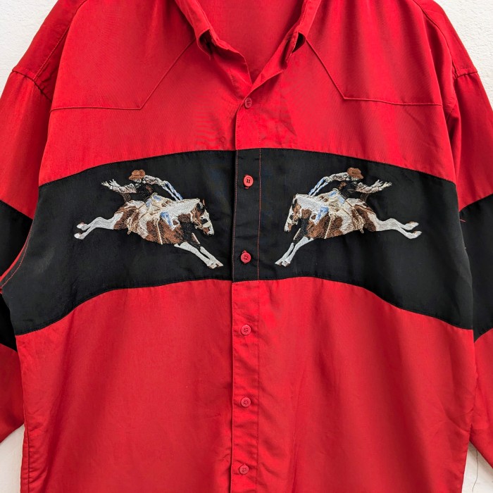 RODEO COWBOY EMBROIDERY BUTTON DOWN SHIRT　ロデオ　カウボーイ　刺繍ボタンダウンシャツ　馬 | Vintage.City 빈티지숍, 빈티지 코디 정보
