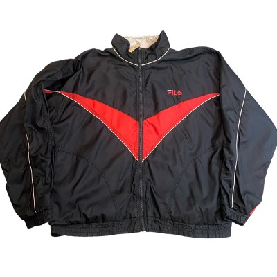 ビンテージ 90年代 フィラ ロゴ刺繍 ナイロン ジャケット XL ブラック×レッド | Vintage.City 古着屋、古着コーデ情報を発信