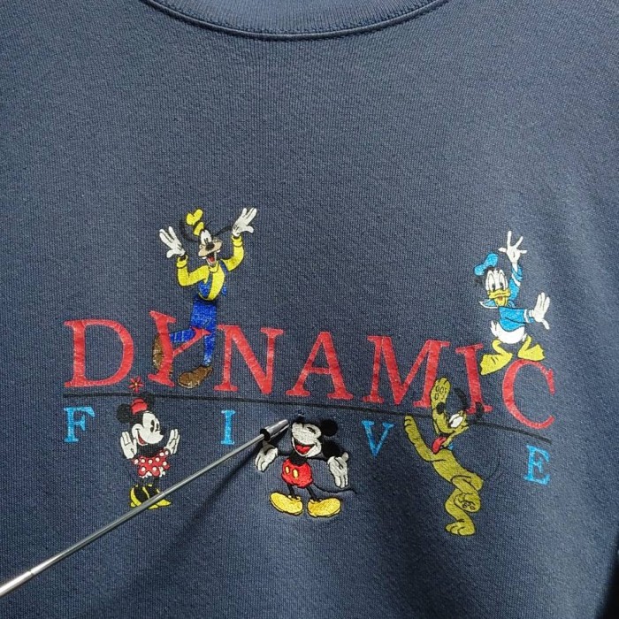 90’s Old Disney Mickey & Co. “DYNAMIC FIVE” スウェット ネイビー M-L相当 | Vintage.City 빈티지숍, 빈티지 코디 정보