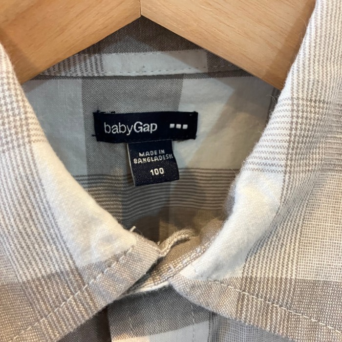 baby GAP ベビー ギャップ ブロックチェックシャツ 長袖 白 × 灰 ホワイト ライトグレー キッズ 100cm | Vintage.City 古着屋、古着コーデ情報を発信