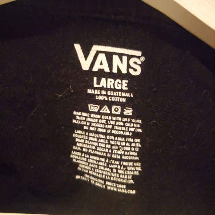 VANS(ヴァンズ)　ロングTシャツ　Lサイズ　ブラック　コットン　グアテマラ　2782 | Vintage.City 古着屋、古着コーデ情報を発信