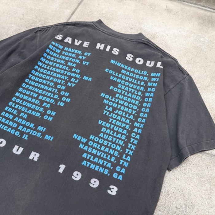 1990's ©︎1993/BROCKUMタグ BLUES TRAVELER/スペシャル ビンテージバンドTシャツ 袖裾シングルステッチ/SAVE HIS SOUL TOUR 1993/Lサイズ/MADE IN USA/2024692 | Vintage.City 빈티지숍, 빈티지 코디 정보