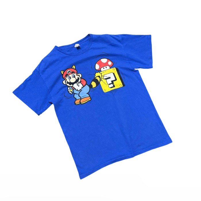 00s  "ばり可愛い" SUPER MARIO BROS Tシャツ  スーパーマリオ　任天堂　nintendo game ゲーム　ブルー | Vintage.City 빈티지숍, 빈티지 코디 정보