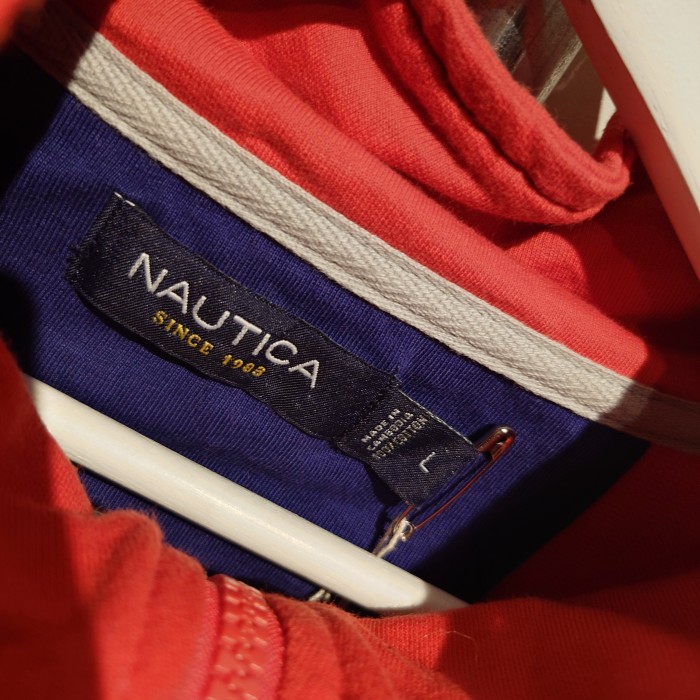 NAUTICA(ノーティカ)　ハーフジップロンT　Lサイズ　レッド　コットン　カンボジア　2785 | Vintage.City 古着屋、古着コーデ情報を発信