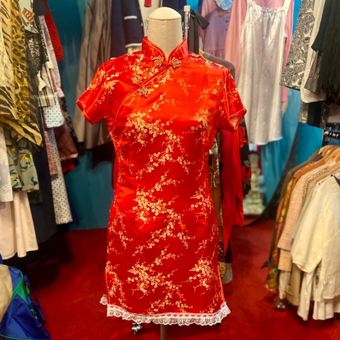裾レースミニチャイナドレス ワンピース 赤 | Vintage.City 古着屋、古着コーデ情報を発信