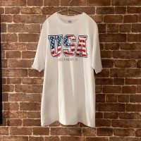 18’ USA製 “USA” 星条旗 フロントロゴ プリントTシャツ  白T | Vintage.City 빈티지숍, 빈티지 코디 정보