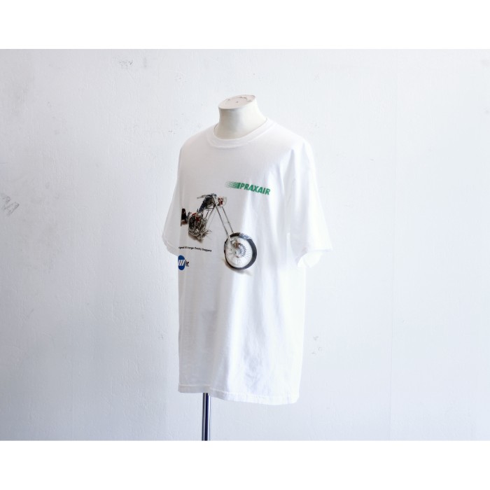 Motorcycle Print White Tshirt | Vintage.City 古着屋、古着コーデ情報を発信
