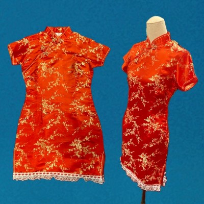 裾レースミニチャイナドレス ワンピース 赤 | Vintage.City 빈티지숍, 빈티지 코디 정보