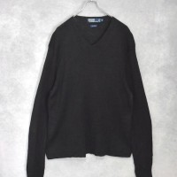 old " polo ralph lauren " 100% black linen v-neck knit | Vintage.City 빈티지숍, 빈티지 코디 정보