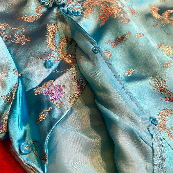 ロングチャイナドレス ワンピース 水色 ターコイズブルー | Vintage.City 古着屋、古着コーデ情報を発信