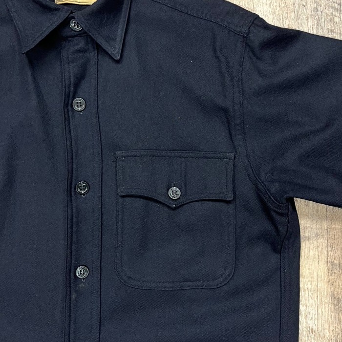 40'S アメリカ軍 US NAVY 片側フラップ付きポケット イカリボタン ウール CPOシャツ ダークネイビー (VINTAGE) | Vintage.City 古着屋、古着コーデ情報を発信