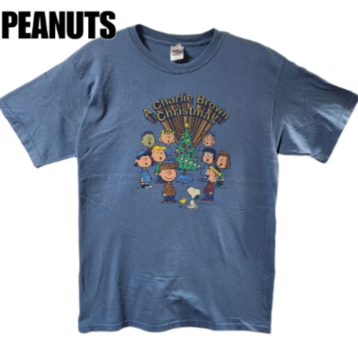 【PEANUTS】 スヌーピー　デザイン Tシャツ　半袖　ブルー　サイズL | Vintage.City 빈티지숍, 빈티지 코디 정보