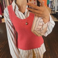 pink crochet vest | Vintage.City 古着屋、古着コーデ情報を発信