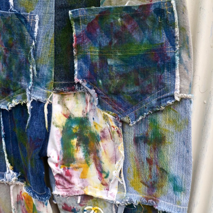 【painted patchwork design denim pants】 | Vintage.City 古着屋、古着コーデ情報を発信