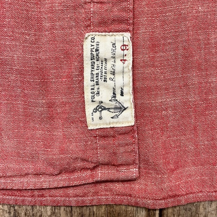 90'S RALPH LAUREN チンスト付き 長袖 シャンブレー ワークシャツ レッド (VINTAGE) | Vintage.City 古着屋、古着コーデ情報を発信