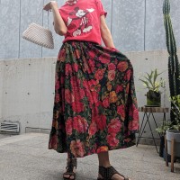 USA vintage Flower print long flare skirt | Vintage.City 빈티지숍, 빈티지 코디 정보