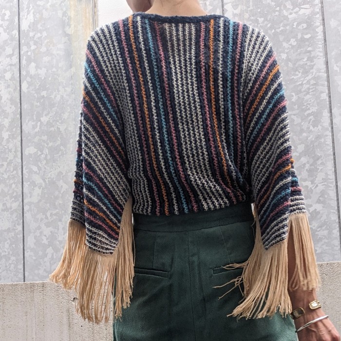 Arm fringe summer knit tops | Vintage.City 古着屋、古着コーデ情報を発信