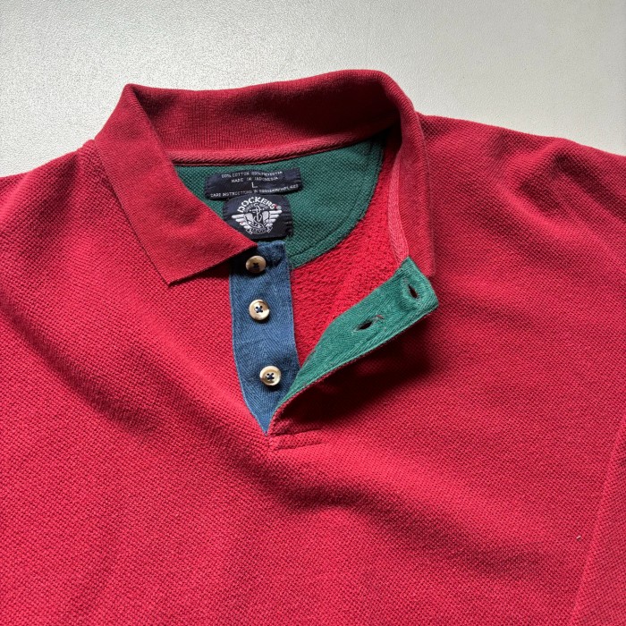 DOCKERS L/S polo shirt “size L” ドッカーズ 長袖ポロシャツ 襟裏切り替え | Vintage.City 古着屋、古着コーデ情報を発信
