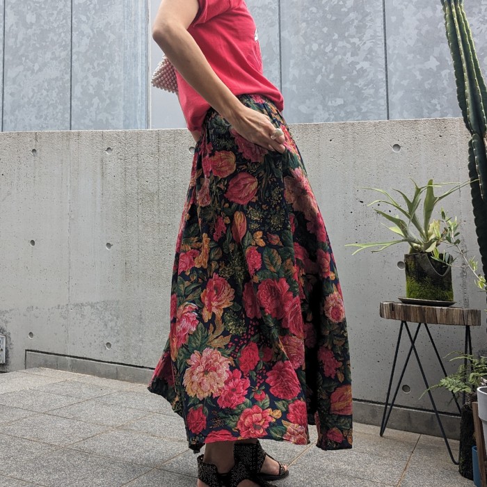 USA vintage Flower print long flare skirt | Vintage.City 빈티지숍, 빈티지 코디 정보