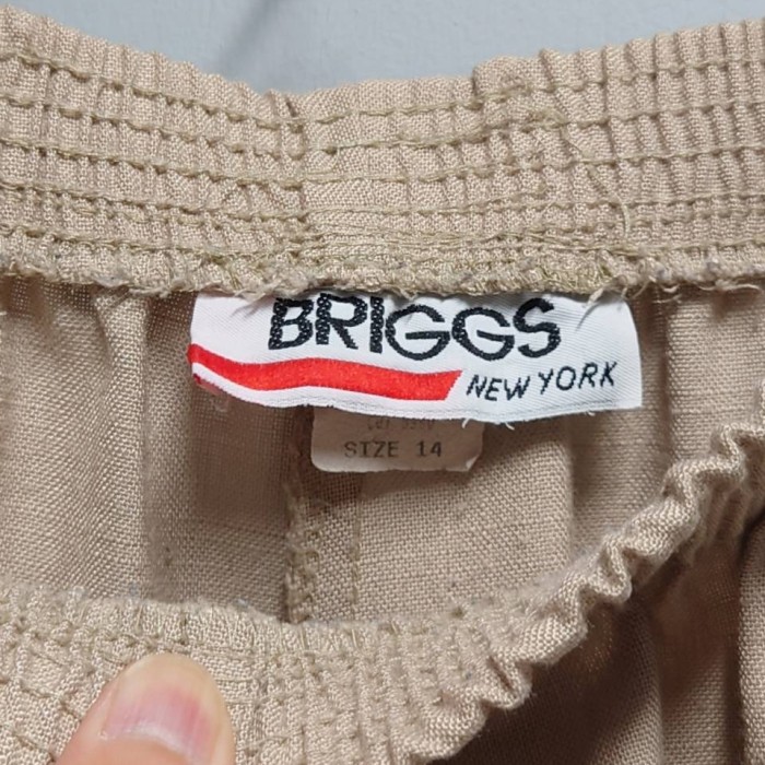 90’s BRIGGS NEW YORK レーヨン×ポリ イージーパンツ ベージュ サイズ14 両側ポケット付き | Vintage.City 古着屋、古着コーデ情報を発信