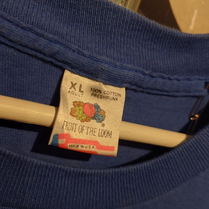FRUITOFTHELOOM(フルーツオブザルーム)プリントTシャツ　XLサイズ　ブルー　コットン　USA製　2673 | Vintage.City 빈티지숍, 빈티지 코디 정보