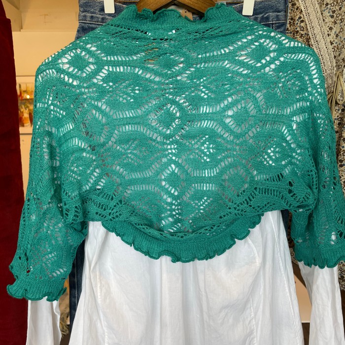 Green crochet bolero | Vintage.City 빈티지숍, 빈티지 코디 정보