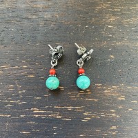 Silver925 turquoise × coral earrings | Vintage.City 빈티지숍, 빈티지 코디 정보